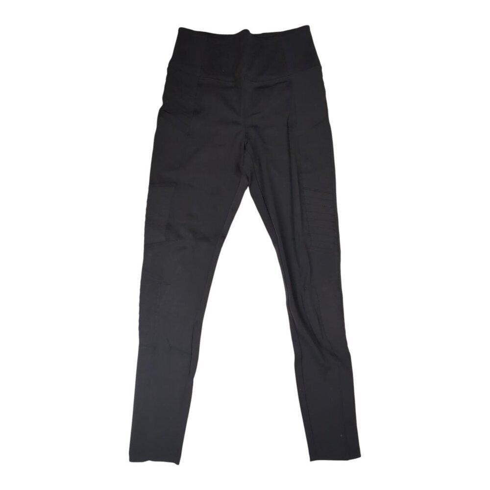 Athleta Delancey Moto Tight Womens High-Waisted Black Leggings With Ankle Zipper